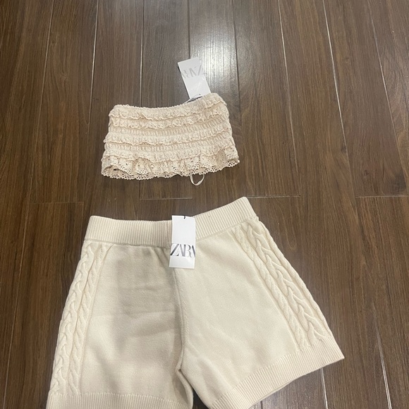 Zara cream knitted shorts set - Picture 2 of 6